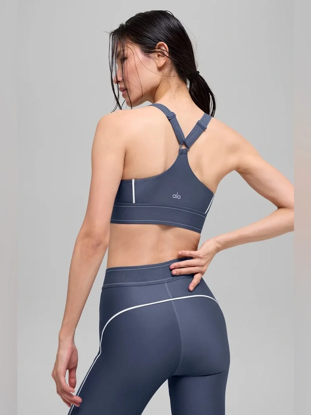 ALO Yoga Airlift High-Waist Suit Up Legging Bluestone White